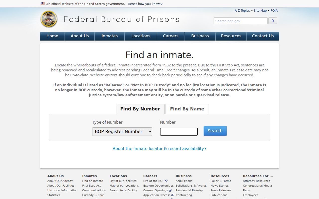 Real County arrest research through the federal inmate locator