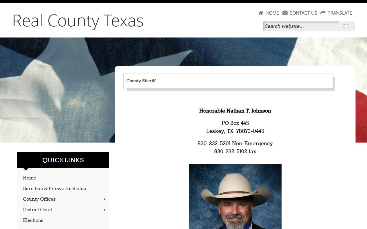 Real County arrest records contact on the sheriff website