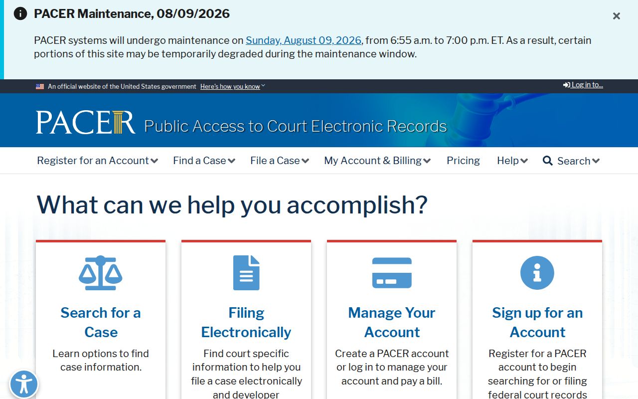 Real County federal criminal case records through the PACER court service