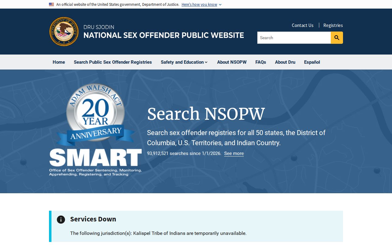 Real County sex offender search using the national registry portal